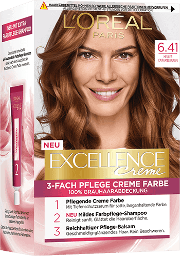 Braune Haare Helles Caramel Braun 641 Excellence Creme Packshot